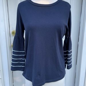 Super Cute J.Crew bell stripe Navy Top . Worn Once!